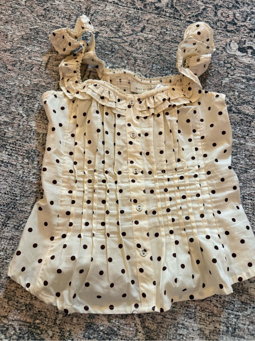 Children's Cream Polka Dot Ruffle Tank Top